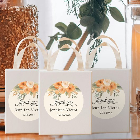 Bohemische Aquarellfarben-Blume - Hochzeitsdanken Runder Aufkleber