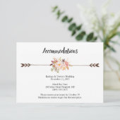 Bohemische Aquarellfarben-Blume Hochzeitsunterkünf Begleitkarte (Stehend Vorderseite)