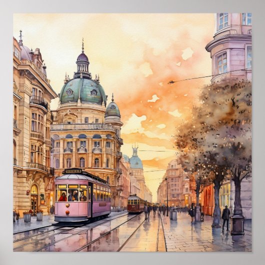 Bohemische Aquarellmalerei in Wien Poster (Vorne)