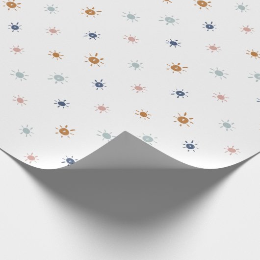 Bohemische Aquarellsonnen in Erdtönen Geschenkpapier (Ecke)