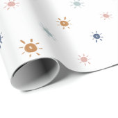 Bohemische Aquarellsonnen in Erdtönen Geschenkpapier (Rolleneckpunkt)