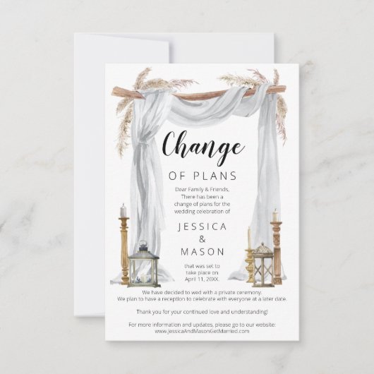 Bohemische Arch-Hochzeit verzögert Ankündigung (Vorderseite)