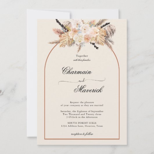 Bohemische Arch Terracotta Einladung (Vorderseite)