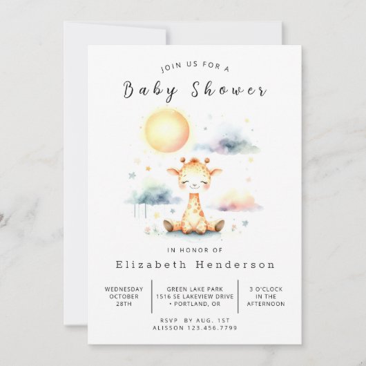 Bohemische Babydusche für Giraffen Einladung (Vorderseite)