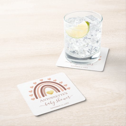 Bohemische Babydusche mit eigener Bezeichnung Rechteckiger Pappuntersetzer (Vor Ort)