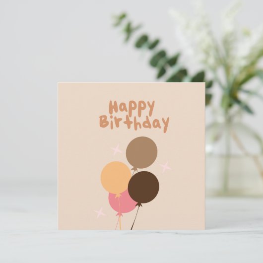 Bohemische Balloons Happy Birthday Card (Stehend Vorderseite)
