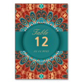 Bohemische Batik-Hochzeit-Tischnummer-Postkarten Tischnummer (Rückseite)