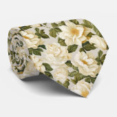 Bohemische beige Blume von Elfenbein Krawatte (Gerollt)