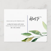 Bohemische Blätter Save the Date Foto Postkarte (Rückseite)