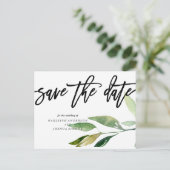 Bohemische Blätter Save the Date Foto Postkarte (Stehend Vorderseite)