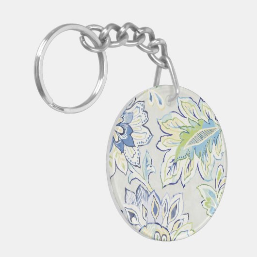 Bohemische blaue Blume Schlüsselanhänger (Vorderseite links)