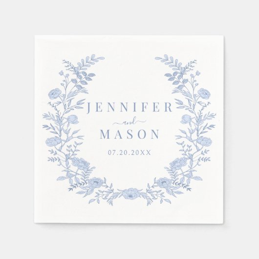 Bohemische blaue Blumenkränze Serviette (Vorderseite)