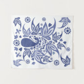 Bohemische Blauer und Weiße Pfaue Wandteppich (Vorderseite (Horizontal))