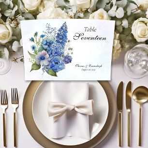 Bohemische Blauer Violet Blütenweiße Hochzeit Tischnummer