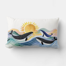 Bohemische Blauwale und glückliche Wale Lendenkissen