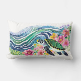 Bohemische Blauwellen und glückliche Schildkröte Lendenkissen