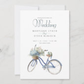 Bohemische Blue Bicycle Watercolor Hochzeit Einladung (Vorderseite)