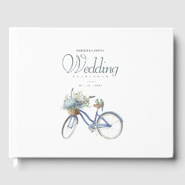 Bohemische Blue Bicycle Watercolor Hochzeit Gästebuch