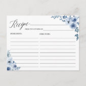 Bohemische Blue Floral Rezept Card Postkarte (Vorderseite)