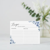 Bohemische Blue Floral Rezept Card Postkarte (Stehend Vorderseite)