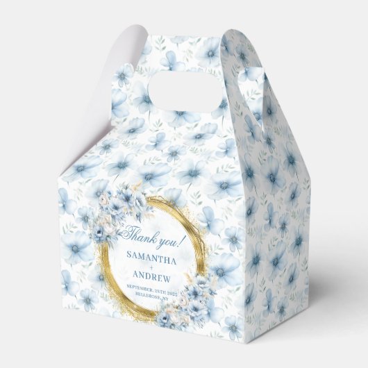 Bohemische Blue Gold Gastgeschenk Hochzeit Box Geschenkschachtel (Vorderseite)