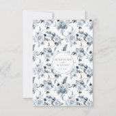 Bohemische Blue Grey Floral Wedding RSVP-Karten RSVP Karte (Rückseite)