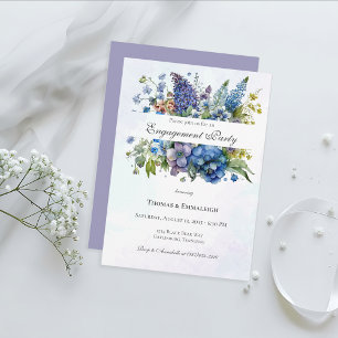 Bohemische Blue-Violet-Watercolor-Engagement-Parte Einladung