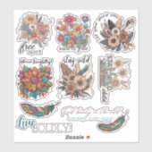 Bohemische Blume Abholung wasserdicht Aufkleber (Blatt)