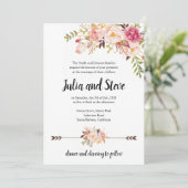 Bohemische Blume Boho Wedding Einladung (Stehend Vorderseite)