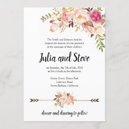 Bohemische Blume Boho Wedding Einladung