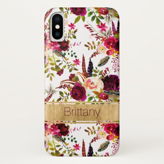 Bohemische Blume, Feathers Case-Mate iPhone X Fall Hülle (Rückseite)