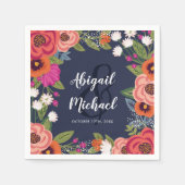 Bohemische Blume - Hochzeit von Navy Blue Serviette (Vorderseite)