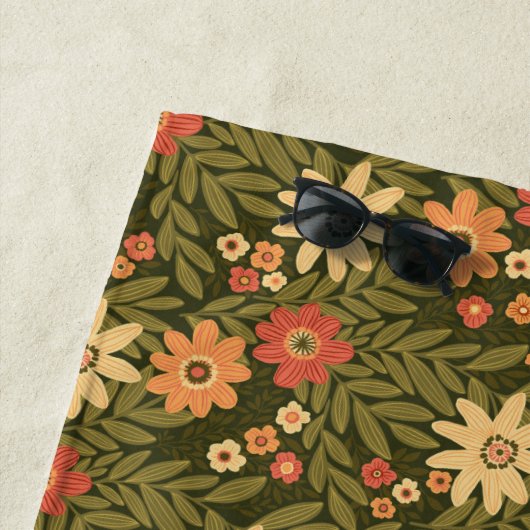 Bohemische Blume in Erdfarben Strandtuch (Beispiel)