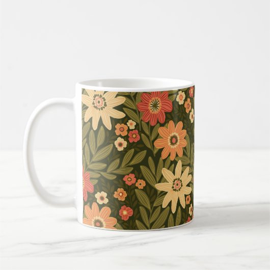 Bohemische Blume in Erdtönen Kaffeetasse (Links)