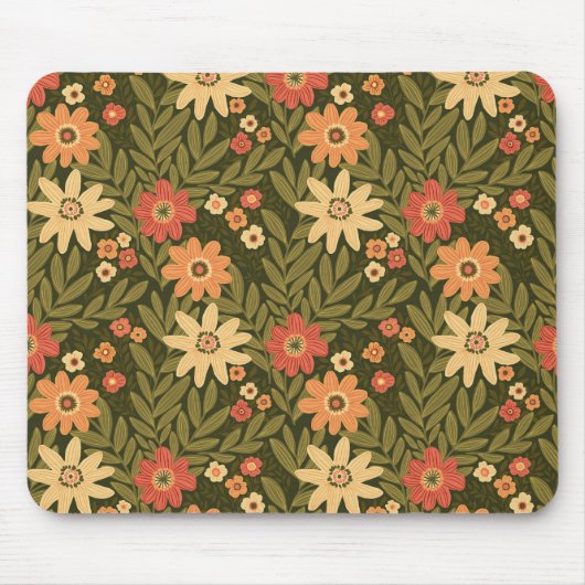 Bohemische Blume in Erdtönen Mousepad (Vorne)