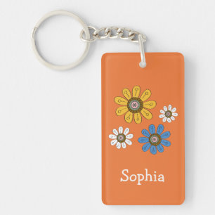 Bohemische Blume Individuelle Name Schlüsselanhänger
