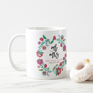 Bohemische Blume mehrfarbige Hochzeit Kaffeetasse