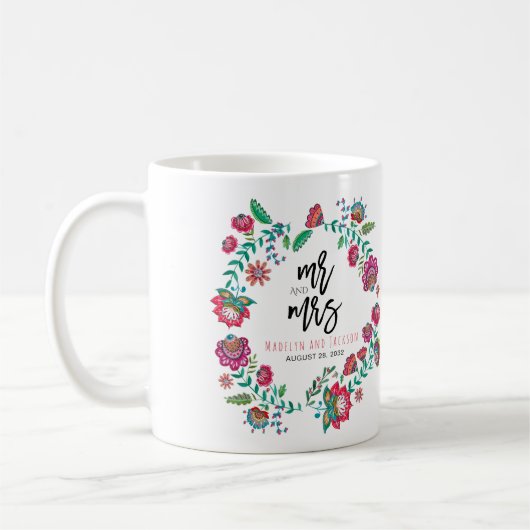 Bohemische Blume mehrfarbige Hochzeit Kaffeetasse (Links)