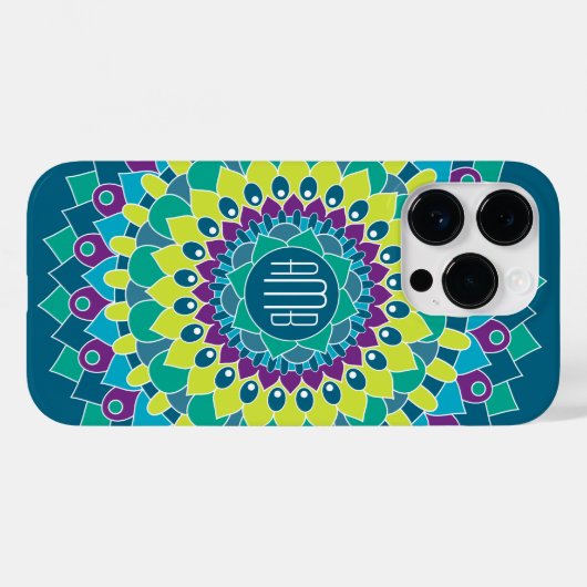 Bohemische Blume mit Monogrammen Case-Mate iPhone Hülle (Rückseite (Horizontal))