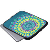 Bohemische Blume mit Monogrammen Laptopschutzhülle (Vorne Knopf)