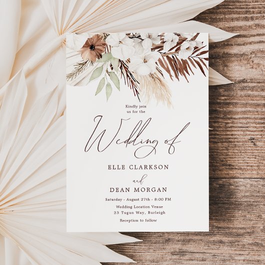 Bohemische Blume Moderne Boho Hochzeit Einladung