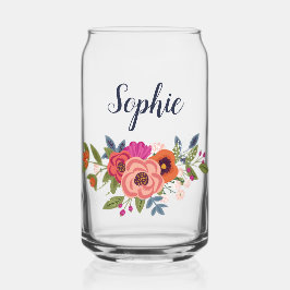 Bohemische Blume Name in Navy Blue Dosenglas