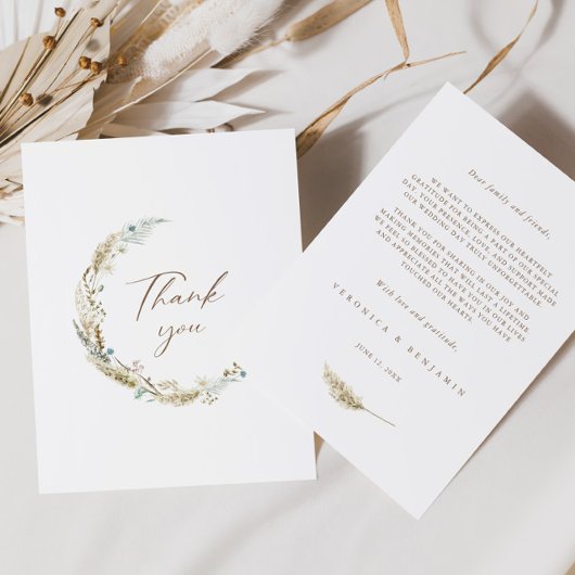 Bohemische Blume & Pampas Grass Dankeschön Karte