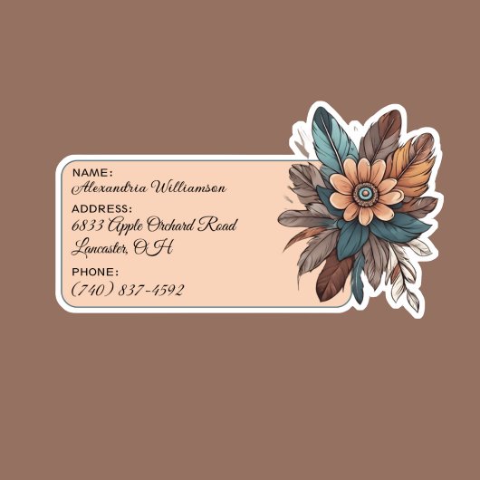 Bohemische Blume und Feathers Gepäckausweis Aufkleber