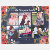 Bohemische Blumen-Familien-Foto-Collage Fleecedecke (Vorderseite (Horizontal))
