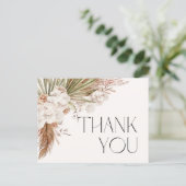 Bohemische Blumen & Federn Dankeschön Karte (Stehend Vorderseite)
