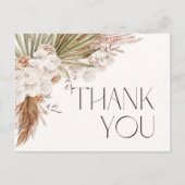 Bohemische Blumen & Federn Dankeschön Karte (Vorderseite)