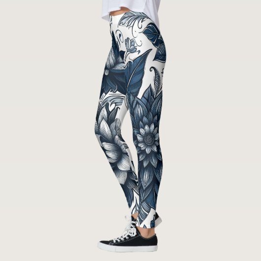 Bohemische Blumen- und Blütendrucke Leggings (Links)
