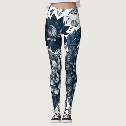 Bohemische Blumen- und Blütendrucke Leggings (Vorderseite)