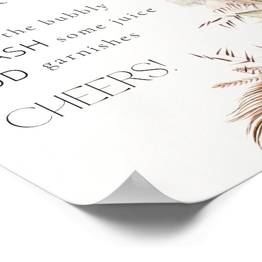 Bohemische Blumen und Feathers Mimosa Bar Poster (Ecke)